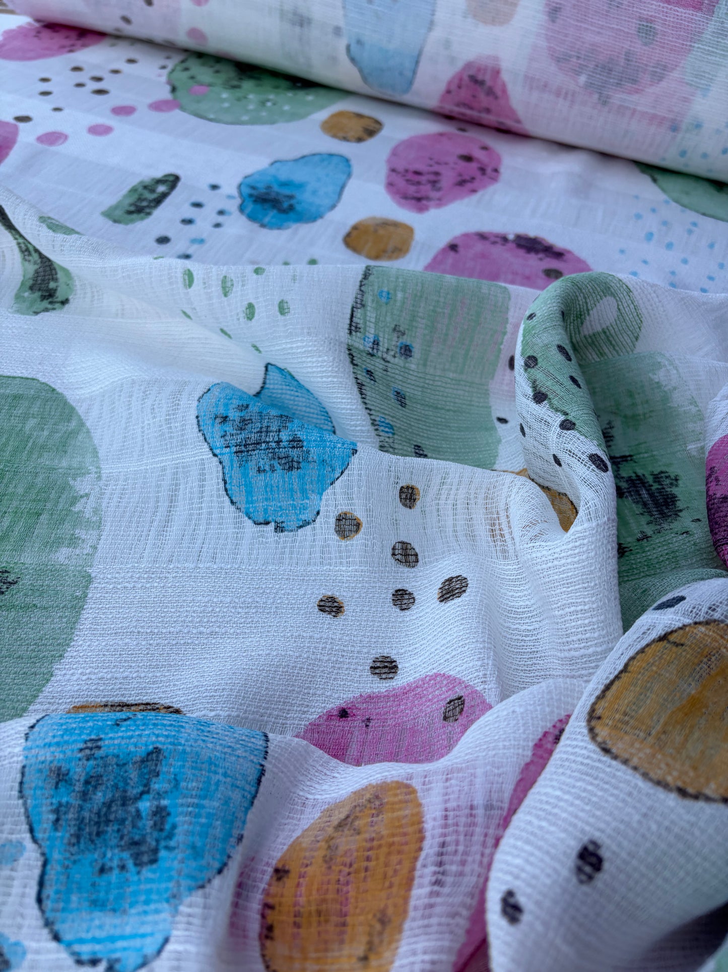 TINO 021 cotton gaze stripes printed