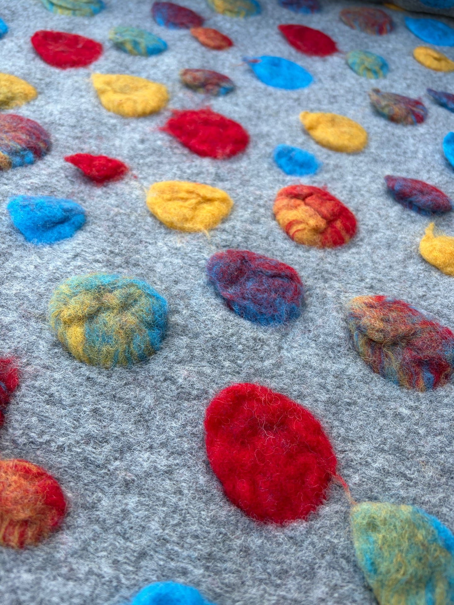 WILD WOOL 023 heavy boiled wool with applicated flower design