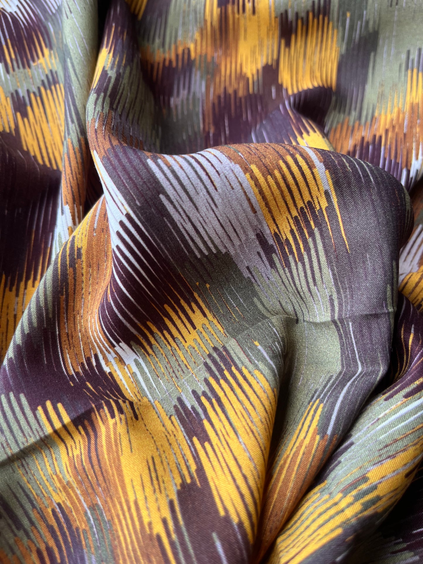 ATHENA 025 viscose fibrane ikat khaky/yellow