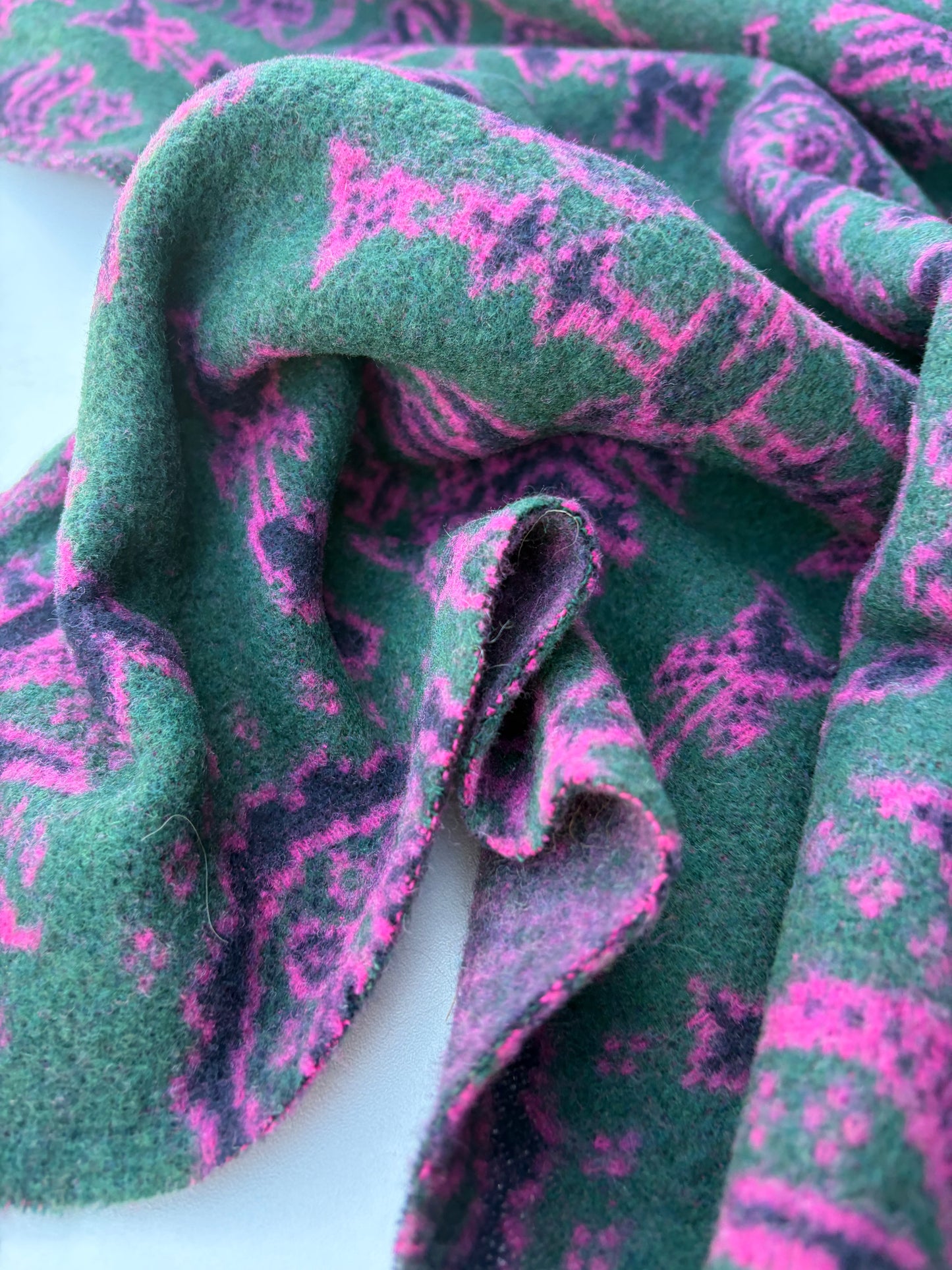 WILD WOOL 028 bis  green/pink design  boiled wool (Copy)