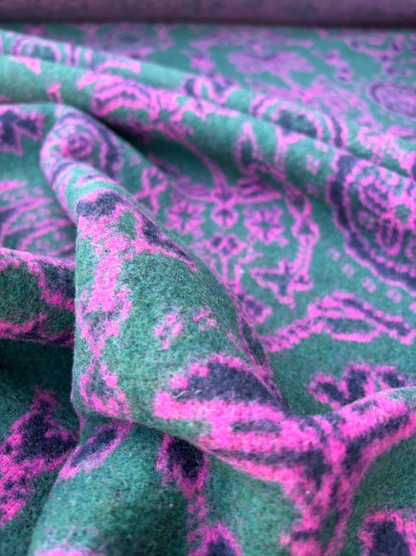 WILD WOOL 028 bis  green/pink design  boiled wool (Copy)