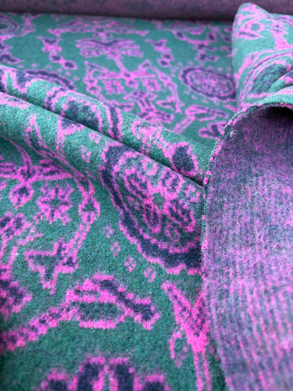 WILD WOOL 028 bis  green/pink design  boiled wool (Copy)