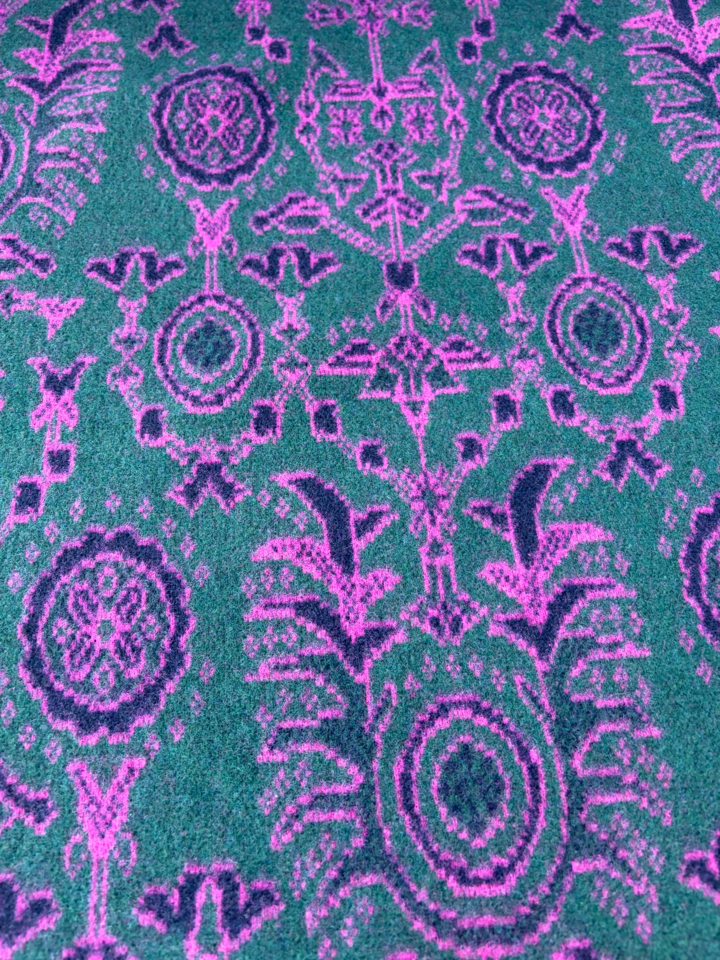 WILD WOOL 028 bis  green/pink design  boiled wool (Copy)
