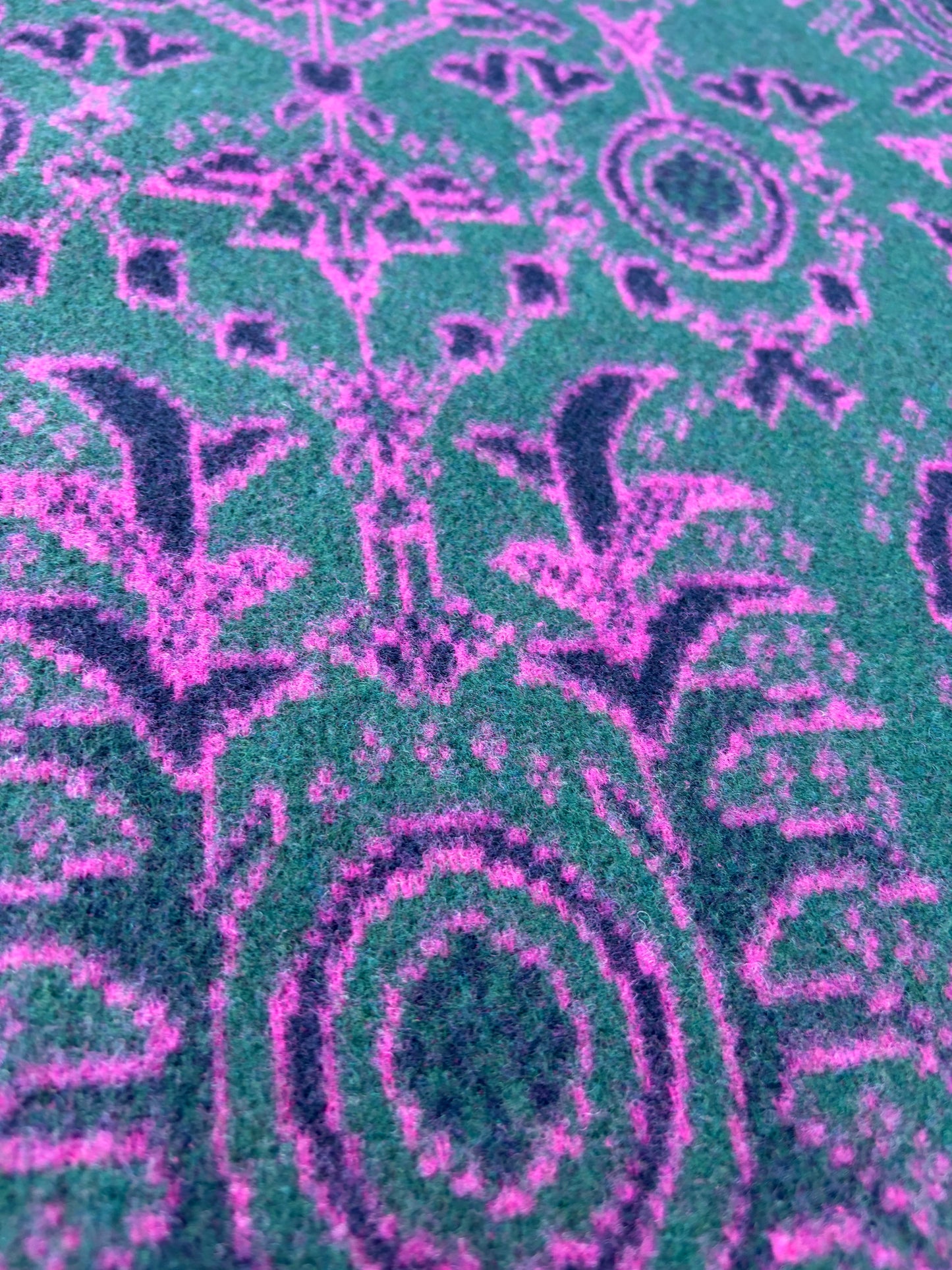 WILD WOOL 028 bis  green/pink design  boiled wool (Copy)