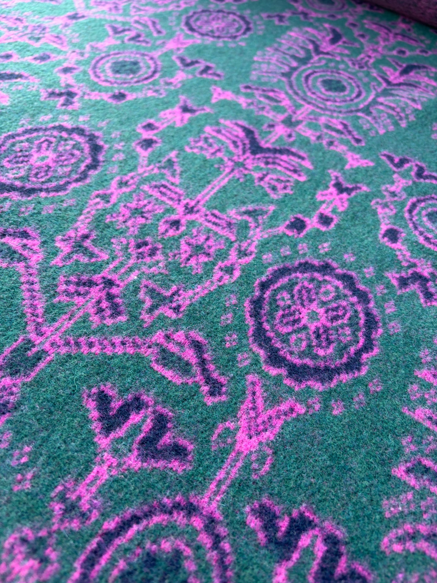 WILD WOOL 028 bis  green/pink design  boiled wool (Copy)