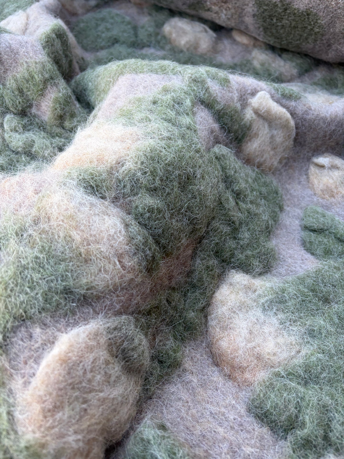 WILD WOOL 029 heavy boiled wool with applicated flower design
