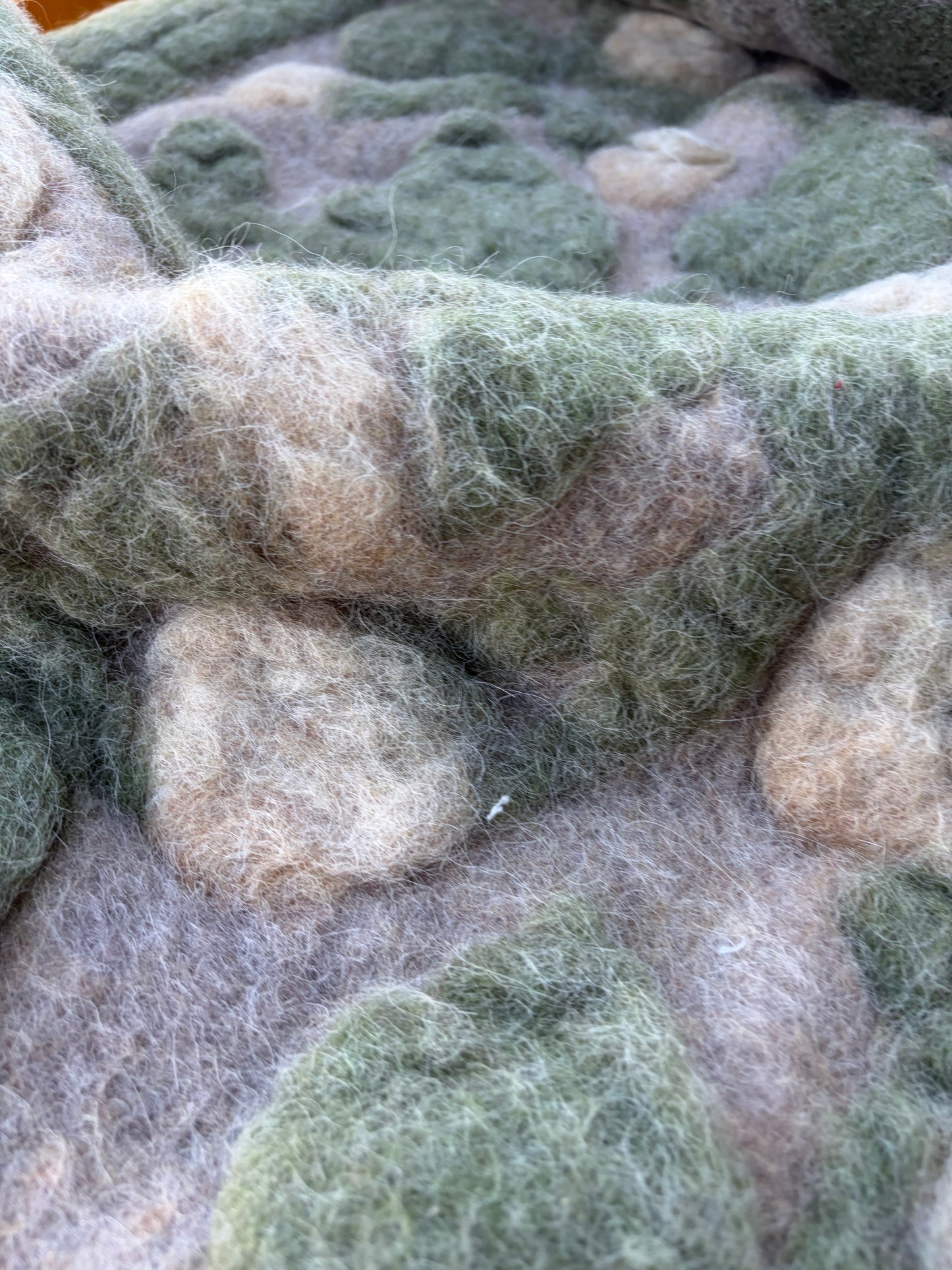 WILD WOOL 029 heavy boiled wool with applicated flower design