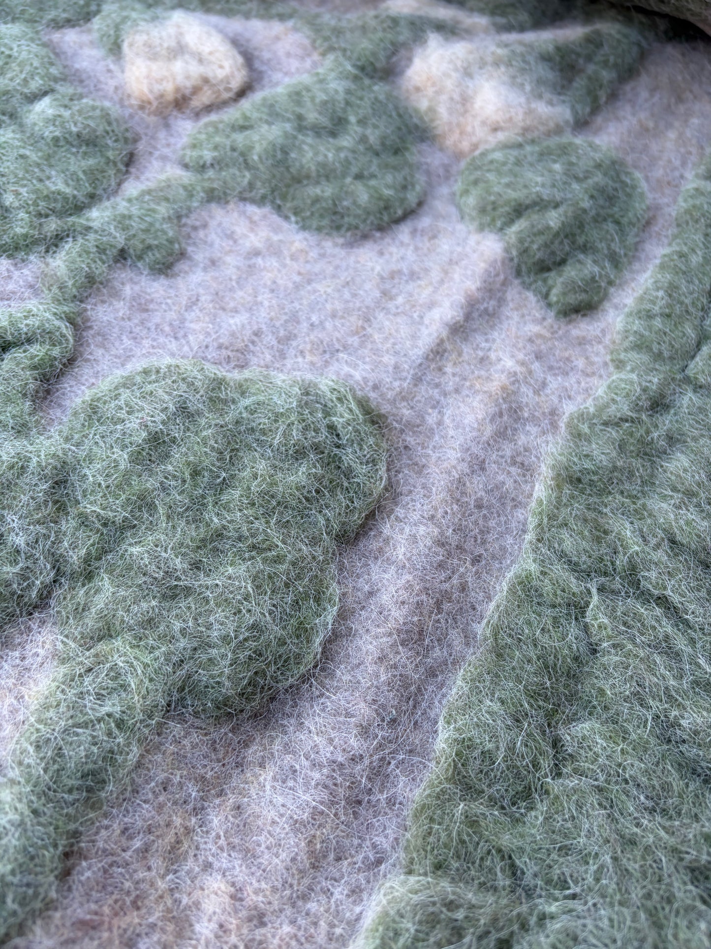 WILD WOOL 029 heavy boiled wool with applicated flower design