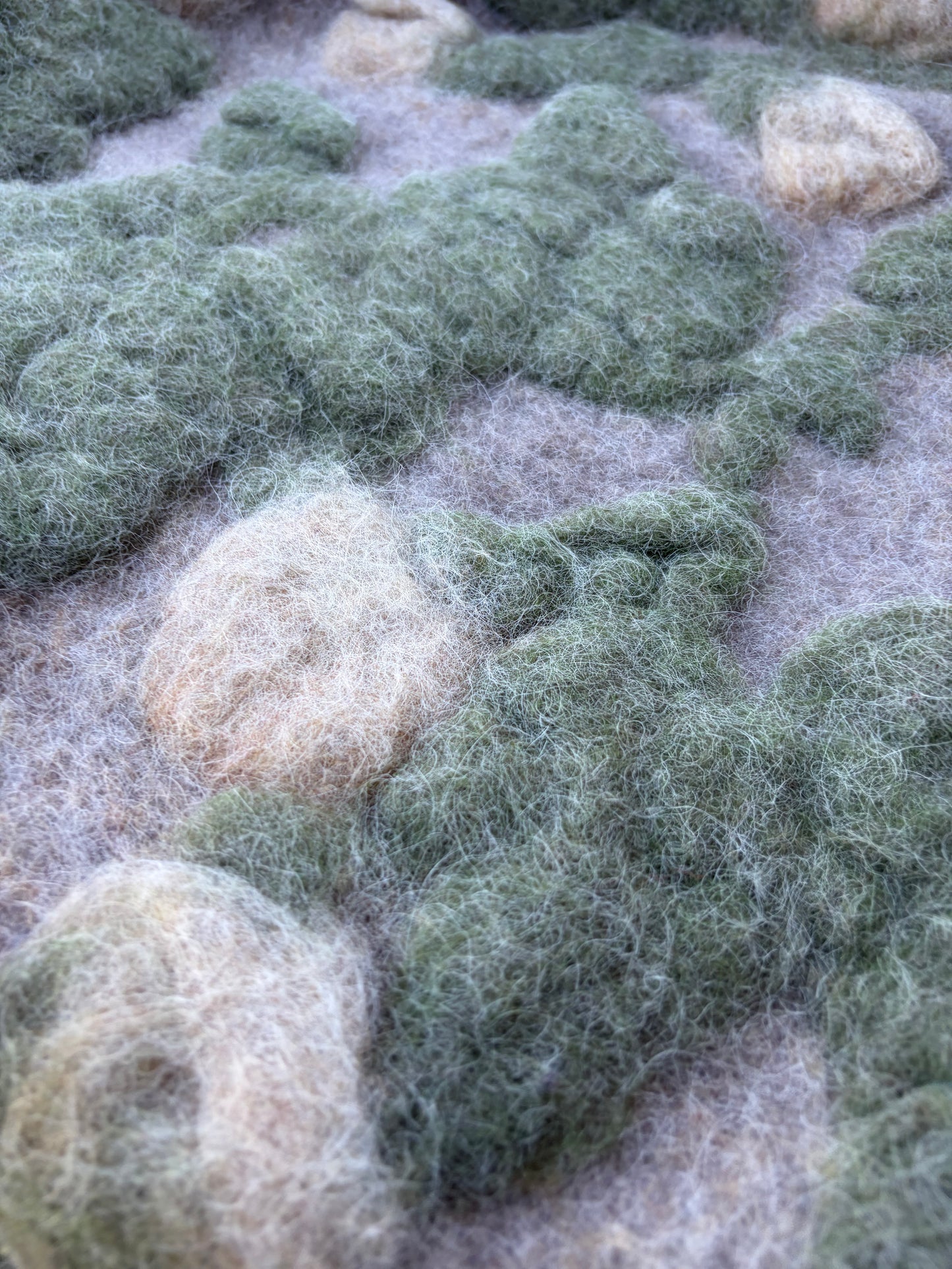 WILD WOOL 029 heavy boiled wool with applicated flower design