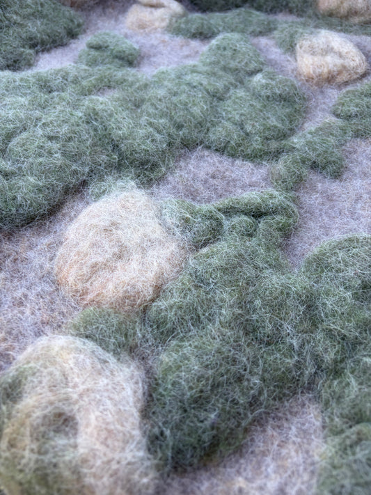 WILD WOOL 029 heavy boiled wool with applicated flower design