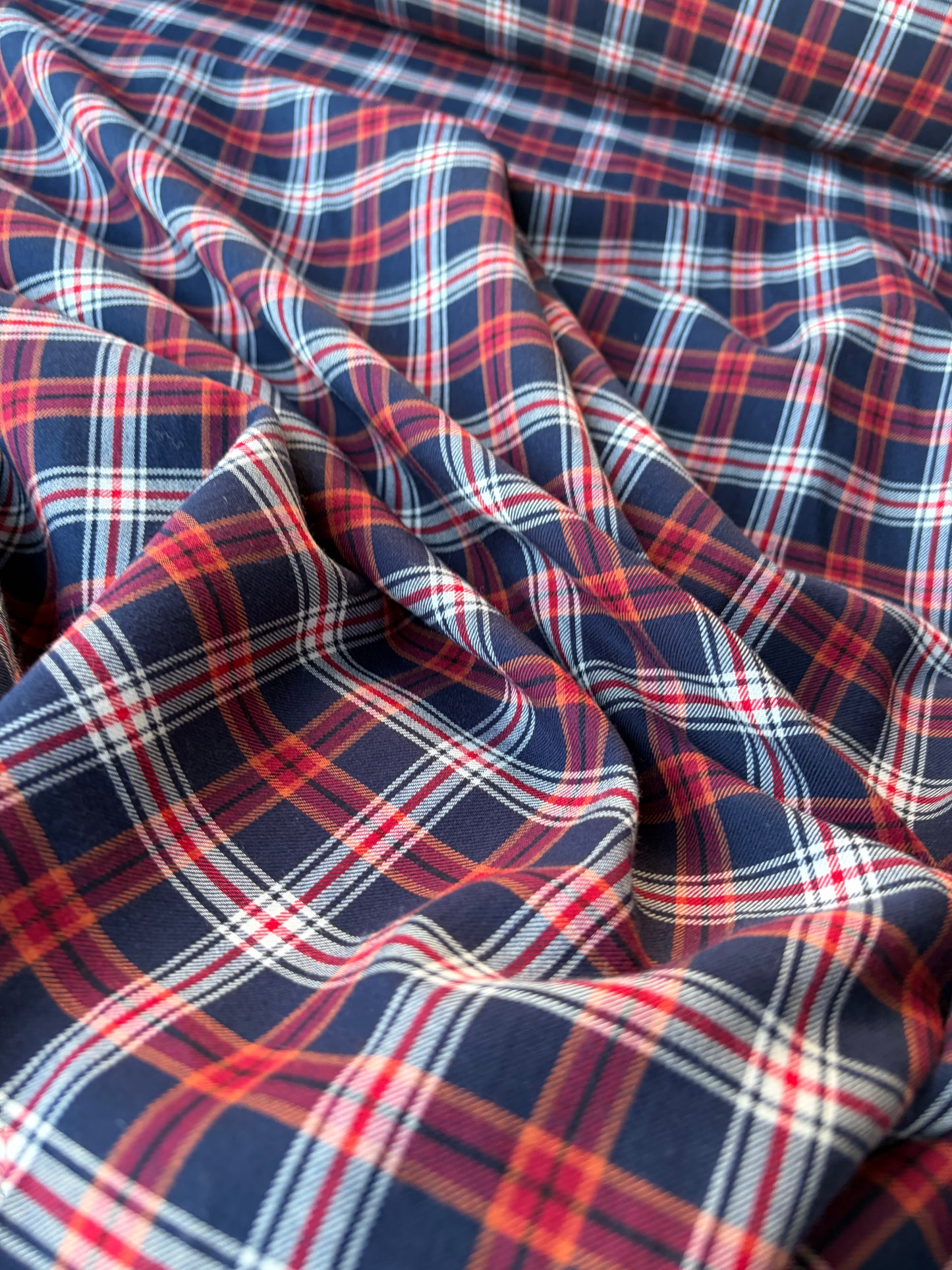 HARVEST SEASON 005 navy red checkered cotton flannel