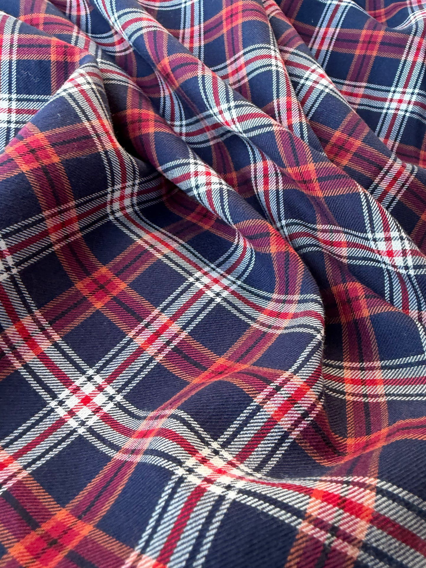 HARVEST SEASON 005 navy red checkered cotton flannel