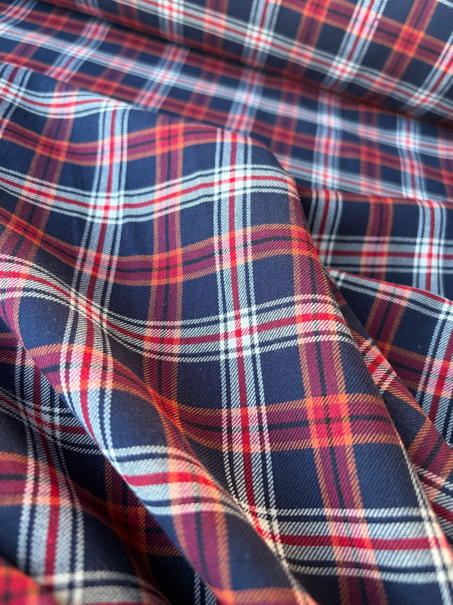 HARVEST SEASON 005 navy red checkered cotton flannel