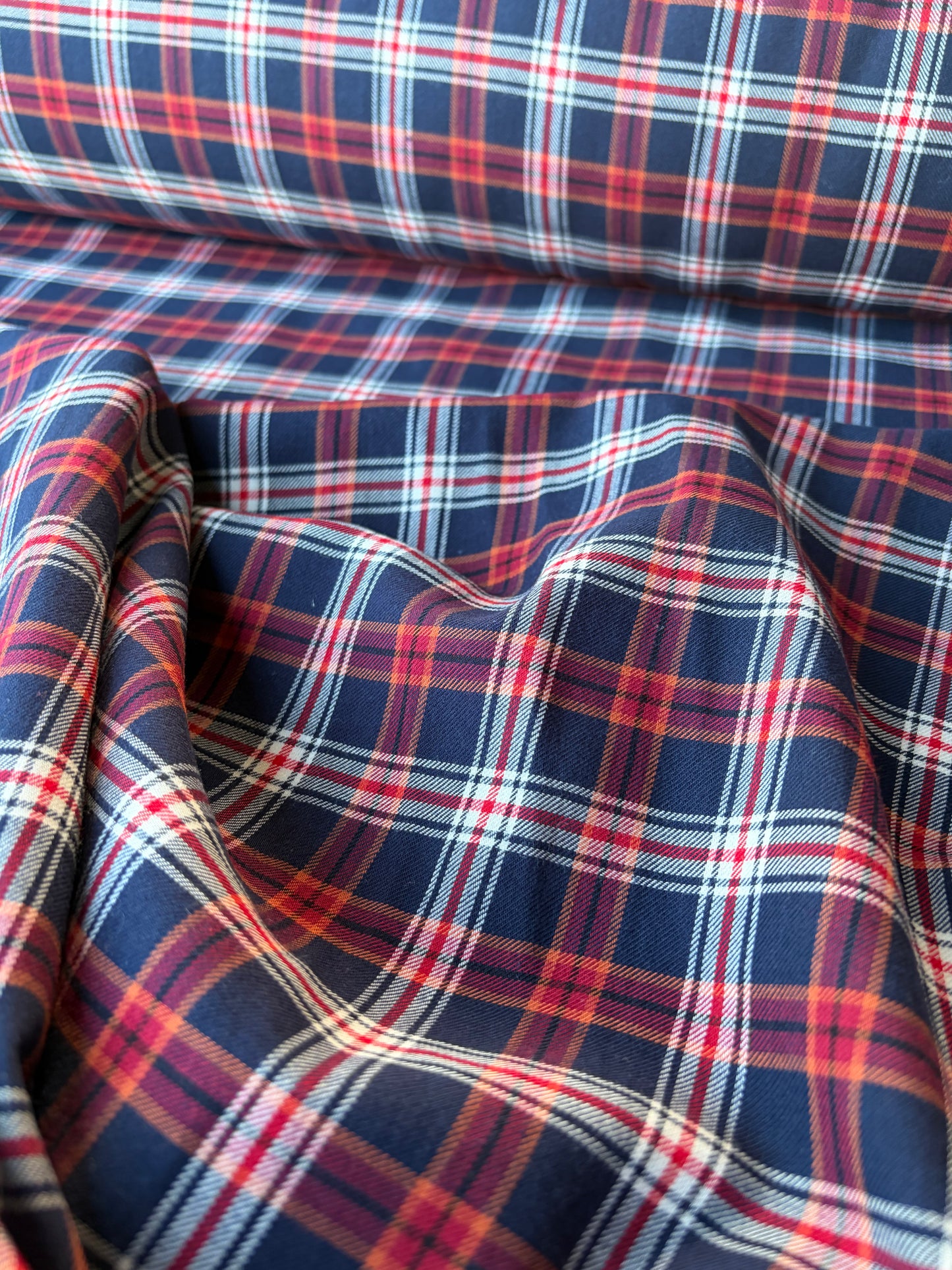 HARVEST SEASON 005 navy red checkered cotton flannel