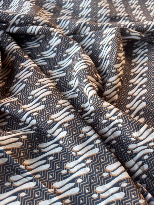 ATHENA 043 slub viscose linen africal geometrical print