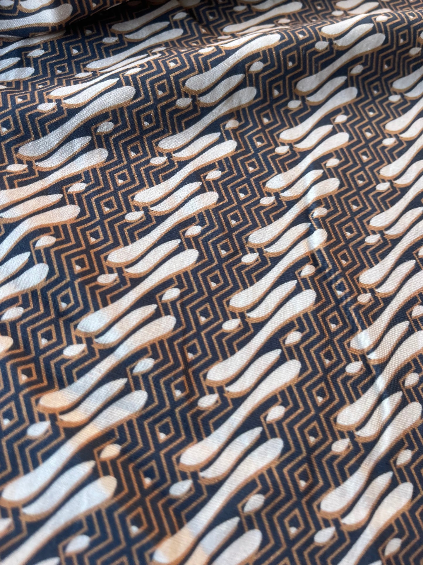 ATHENA 043 slub viscose linen africal geometrical print