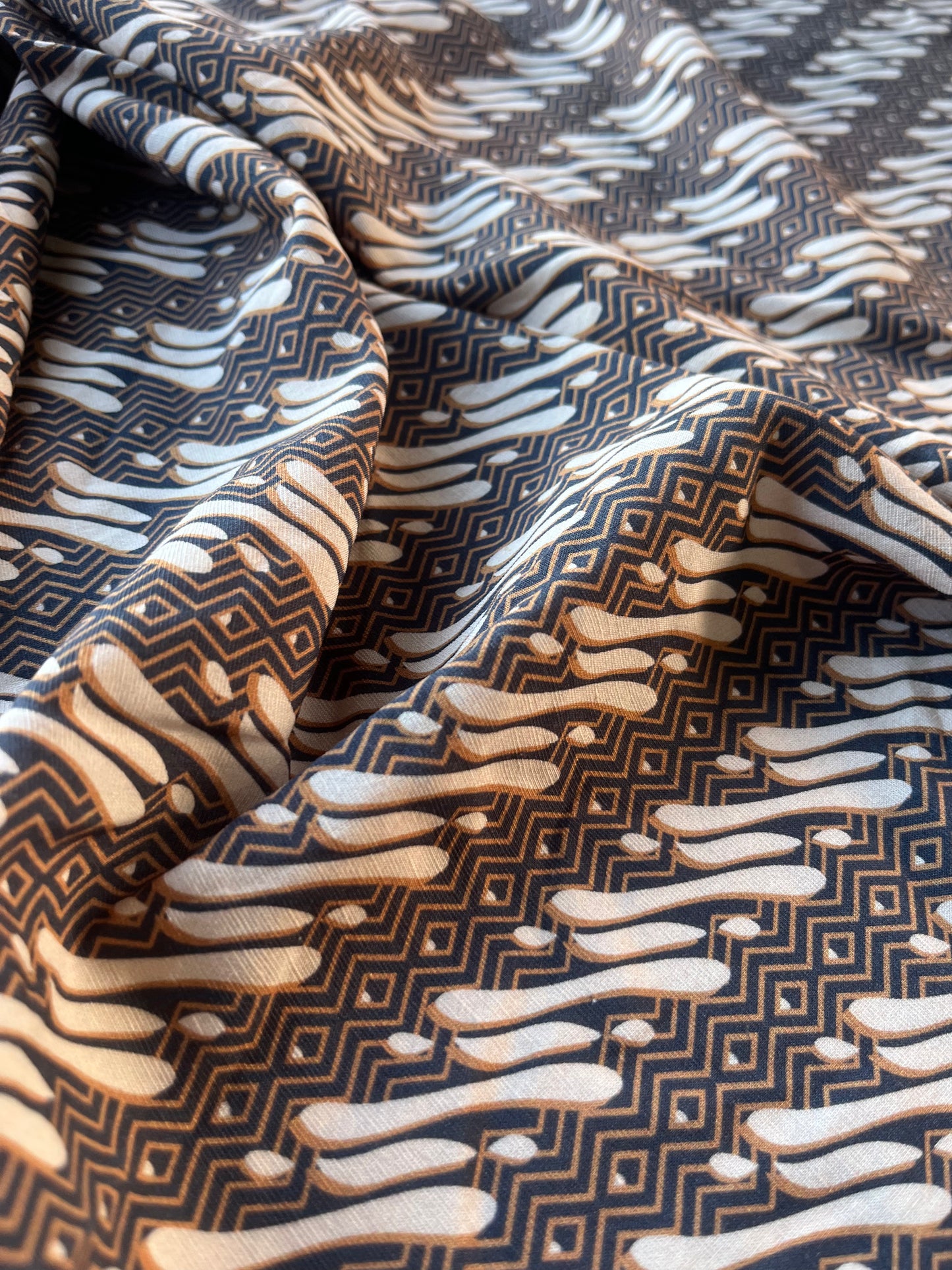 ATHENA 043 slub viscose linen africal geometrical print