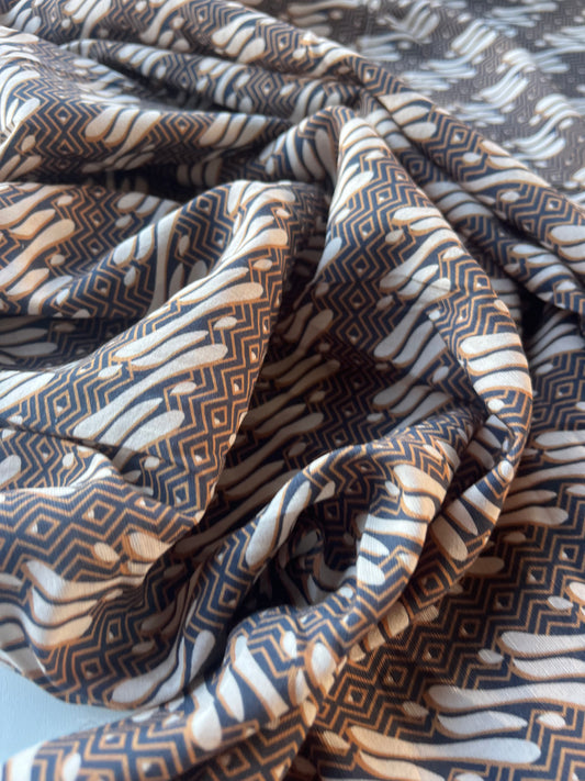 ATHENA 043 slub viscose linen africal geometrical print