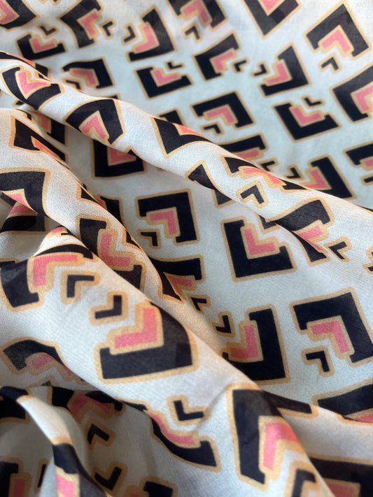 ATHENA 048 viscose voile fine geometrical arrows