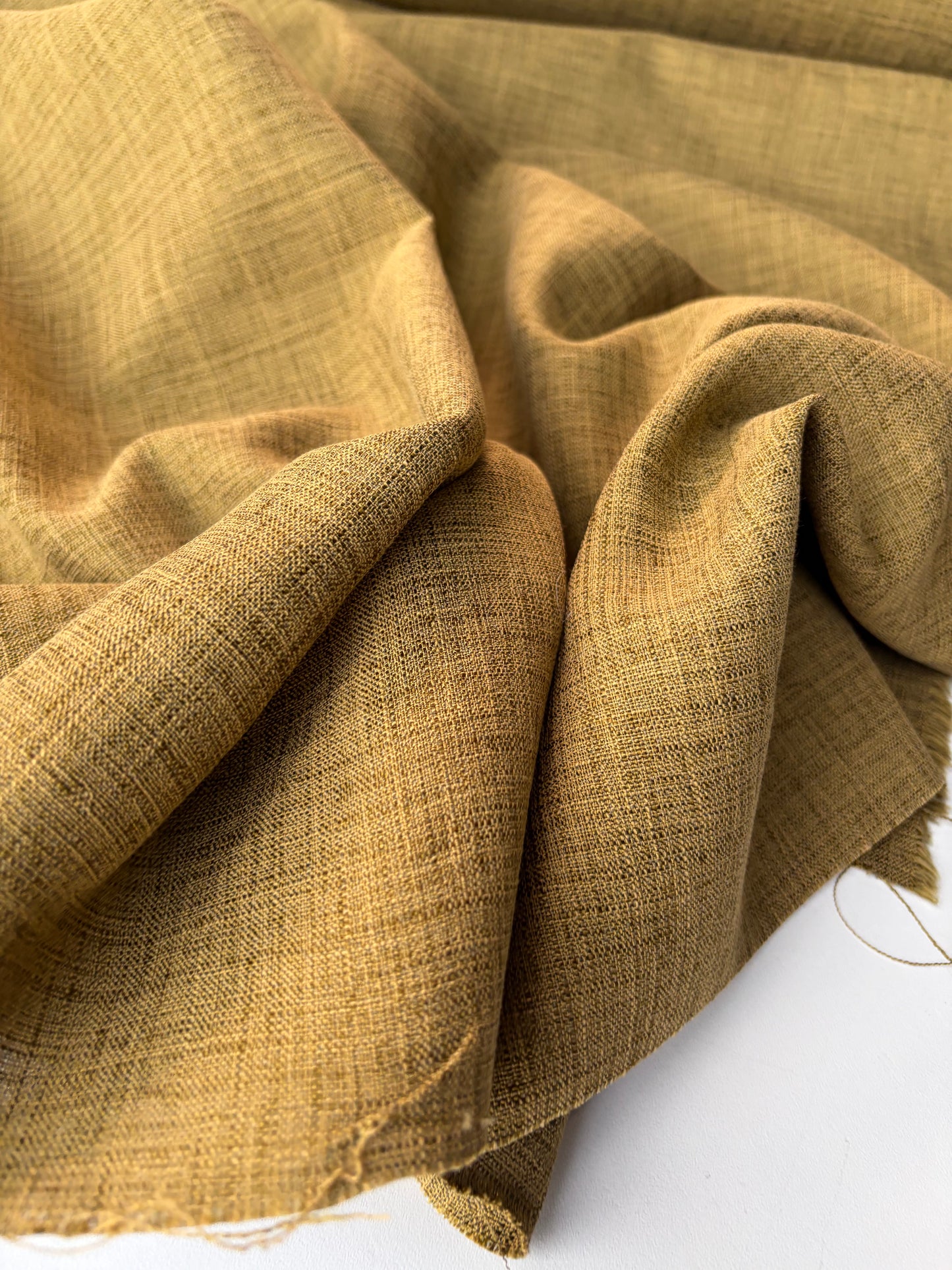 HARVEST SEASON 020 green curry linen panama weave