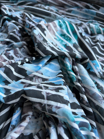 TINO 011 light jersey viscose flowers and stripes