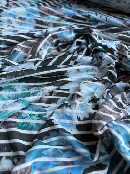 TINO 011 light jersey viscose flowers and stripes