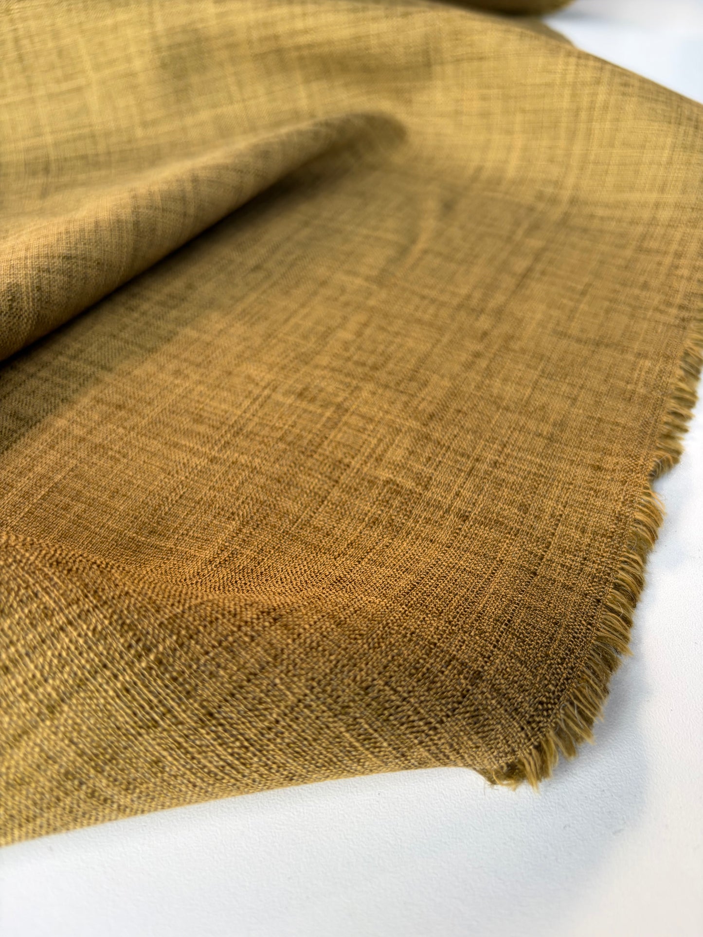 HARVEST SEASON 020 green curry linen panama weave