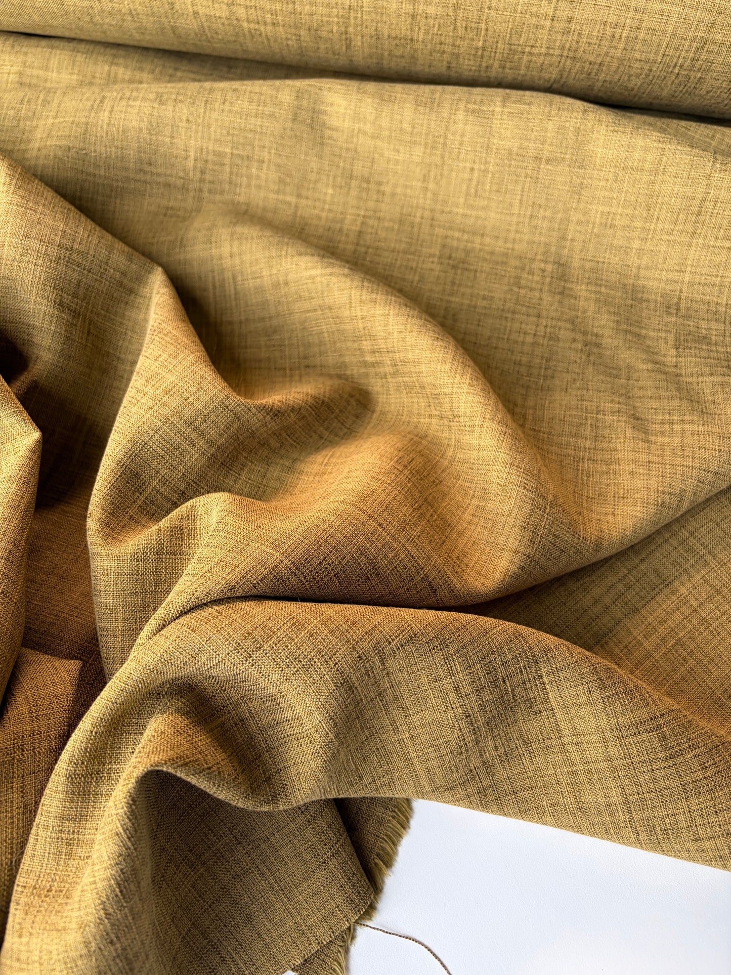 HARVEST SEASON 020 green curry linen panama weave