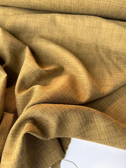 HARVEST SEASON 020 green curry linen panama weave