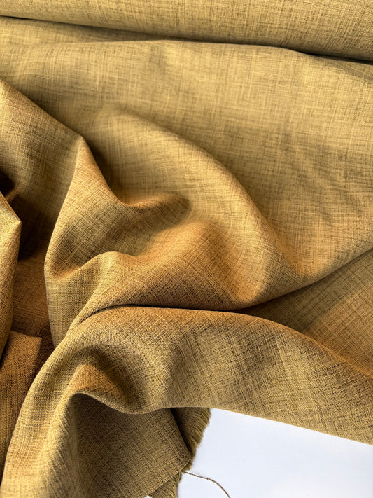 HARVEST SEASON 020 green curry linen panama weave