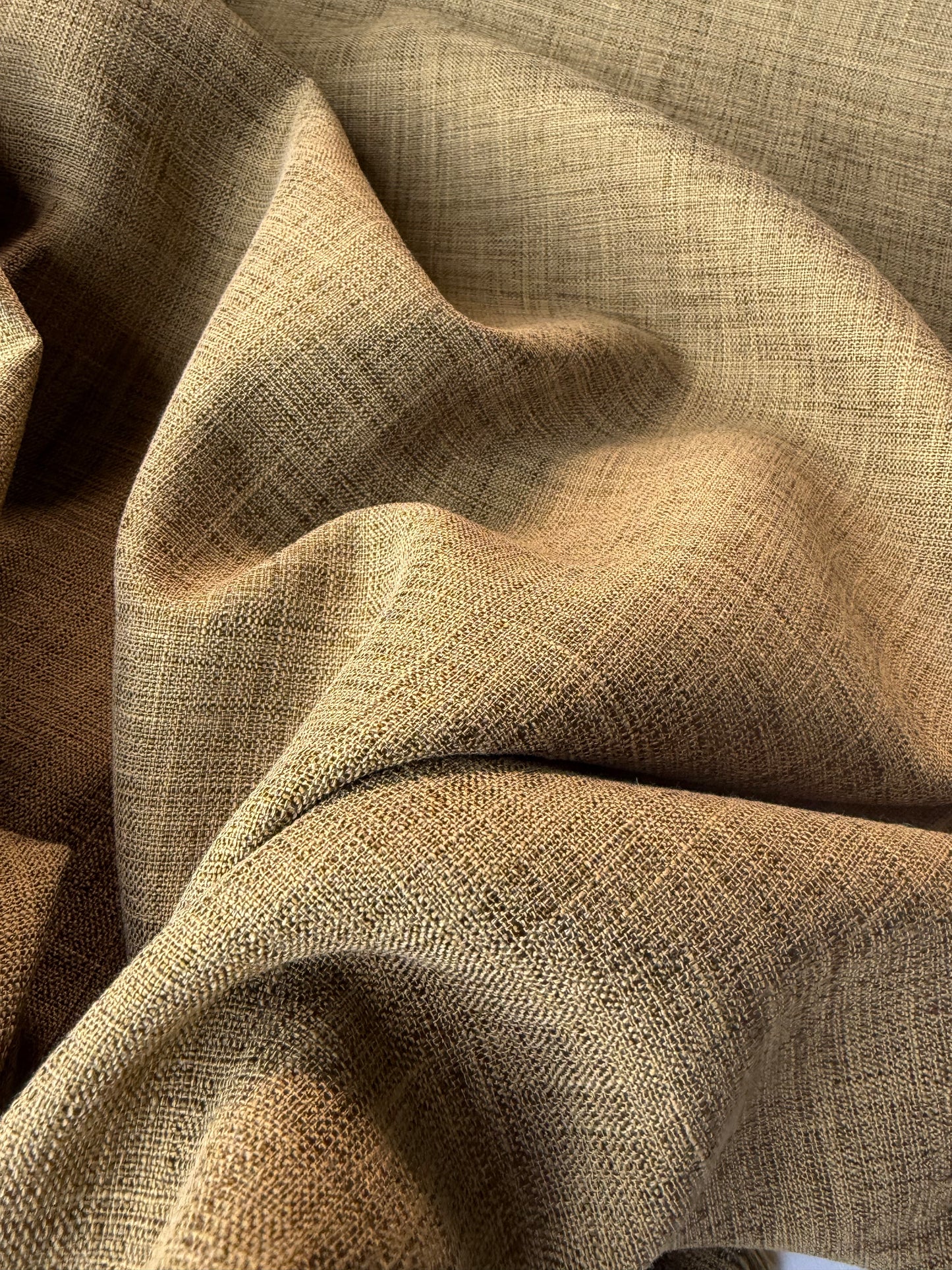 HARVEST SEASON 020 green curry linen panama weave