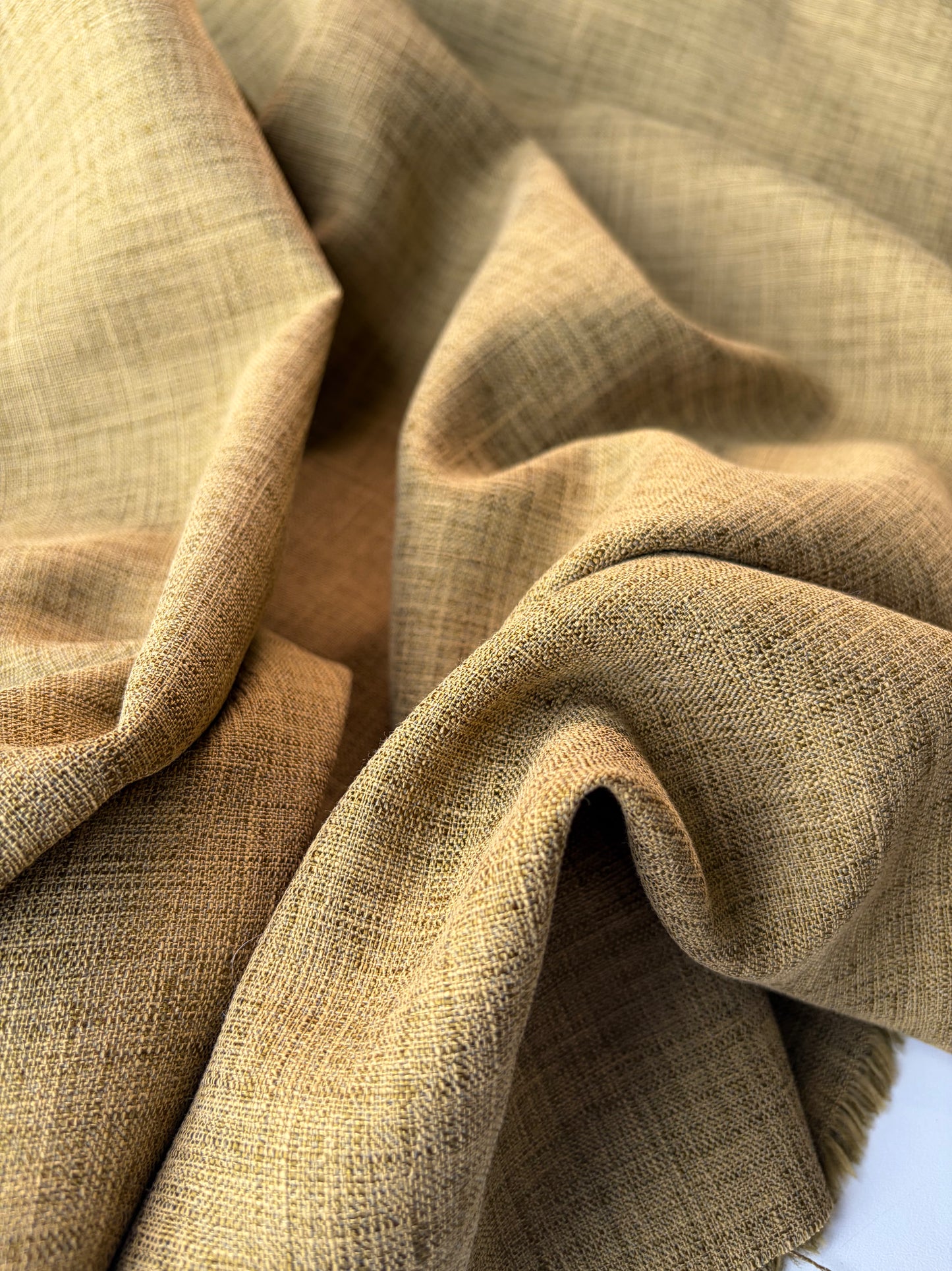 HARVEST SEASON 020 green curry linen panama weave