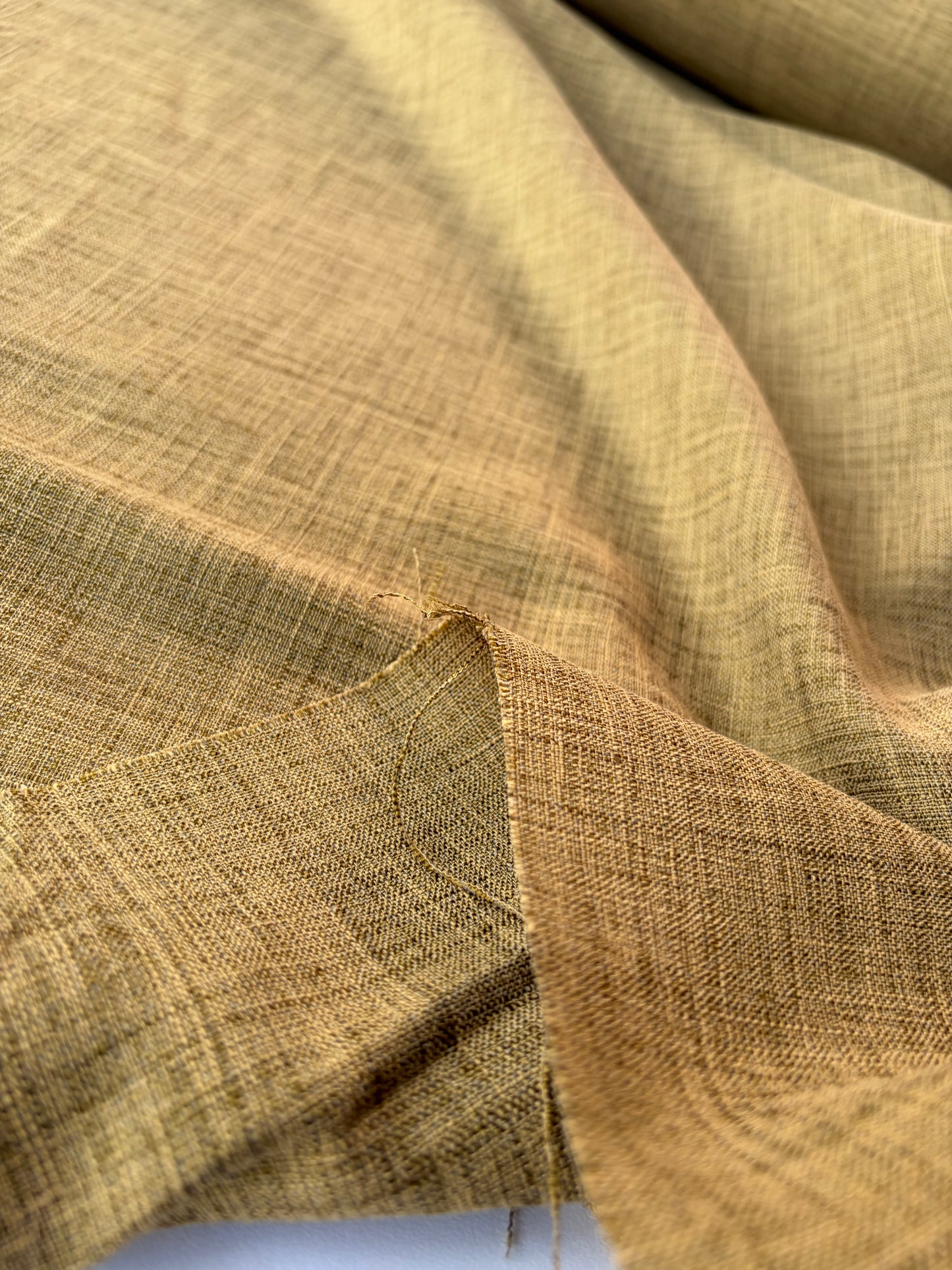 HARVEST SEASON 020 green curry linen panama weave