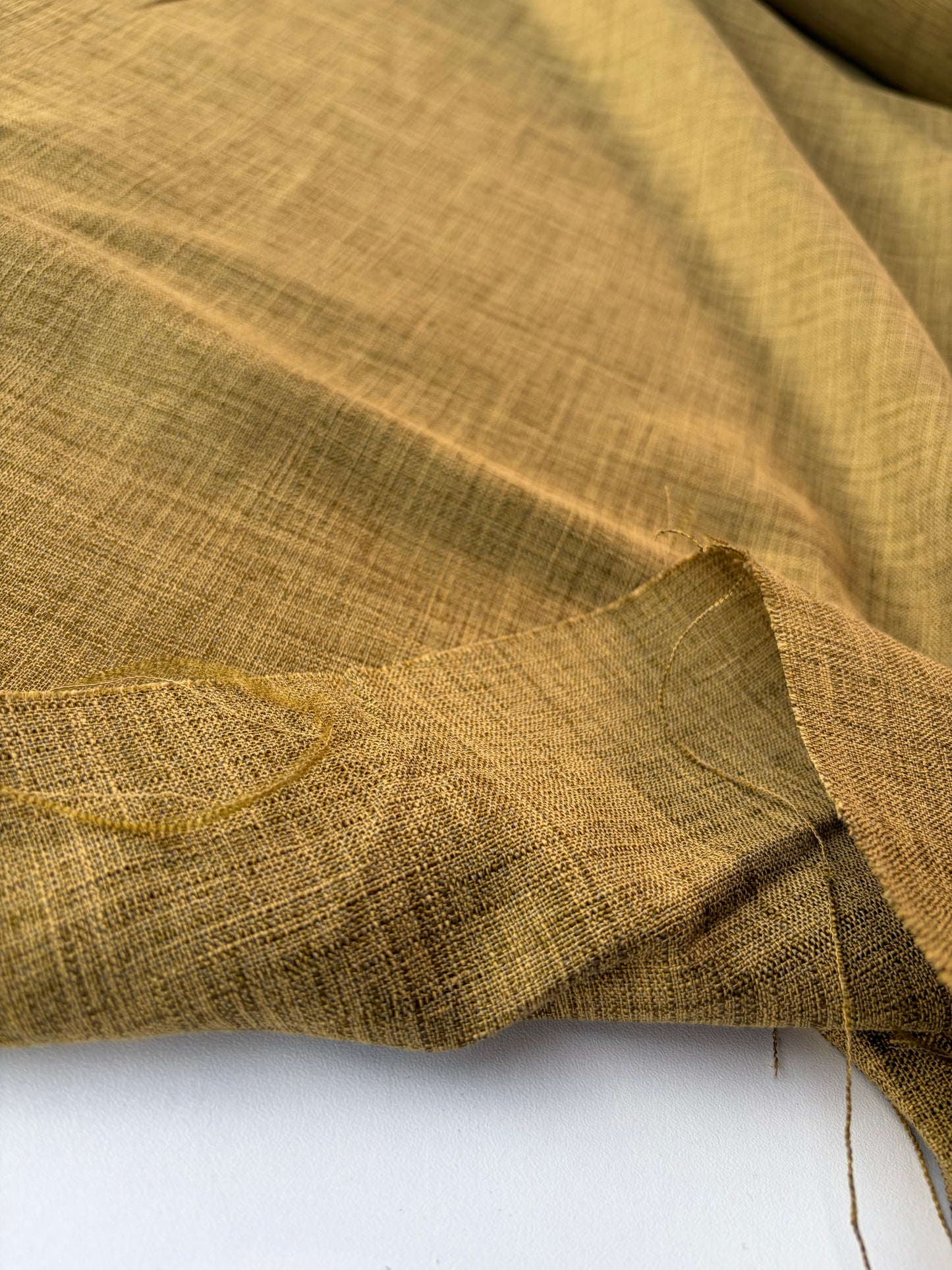 HARVEST SEASON 020 green curry linen panama weave