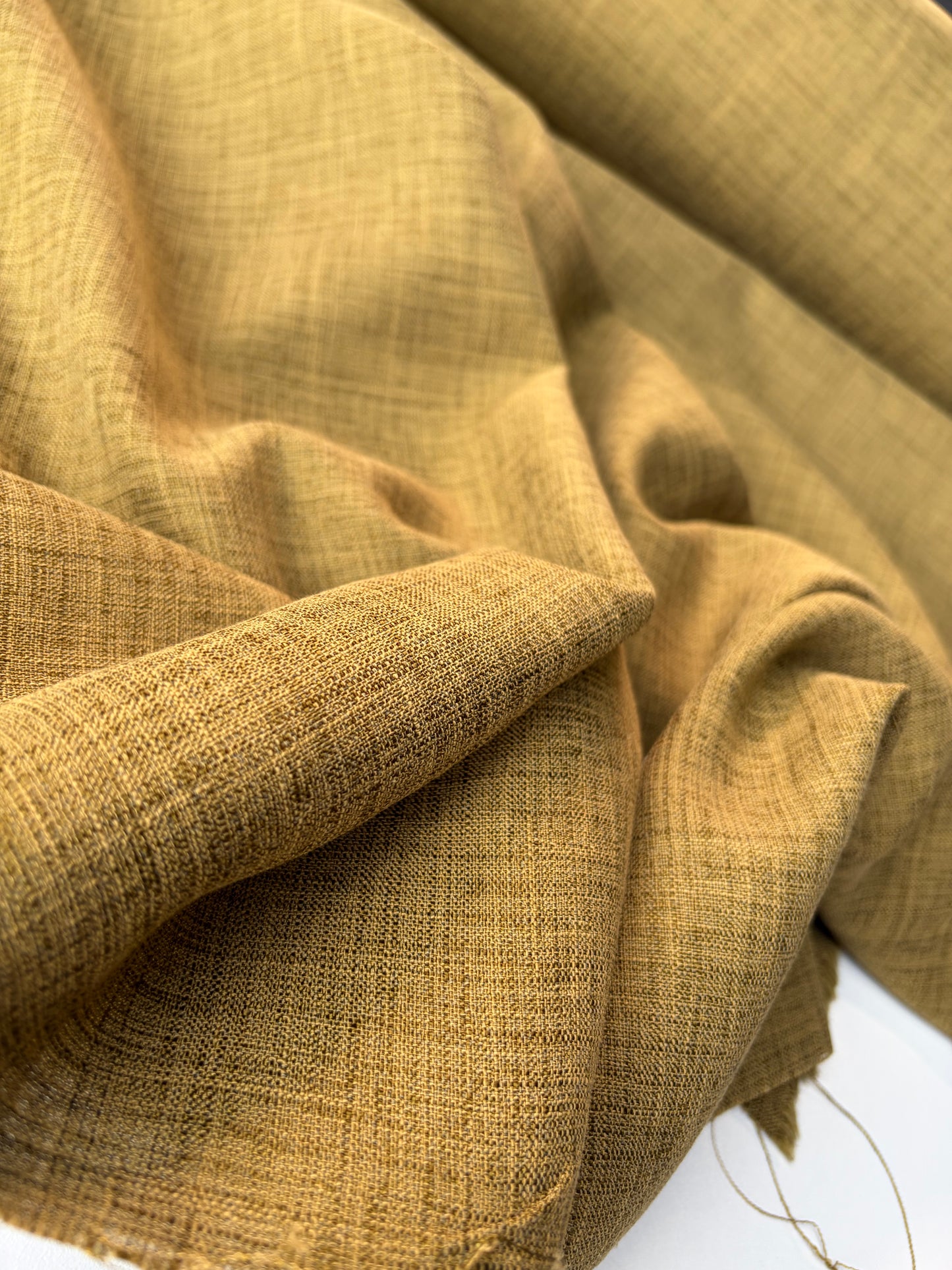 HARVEST SEASON 020 green curry linen panama weave