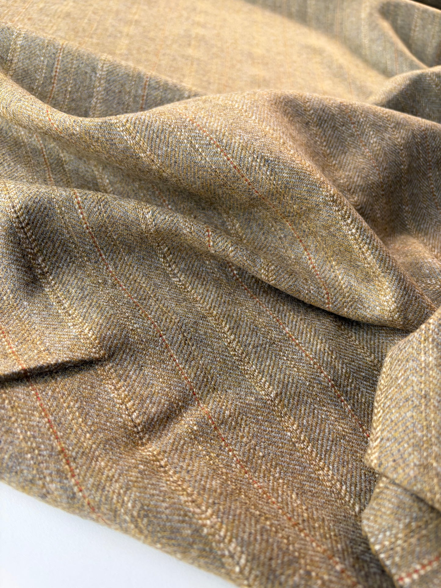 HARVEST SEASON 021 khaky striped shetland wool tweed