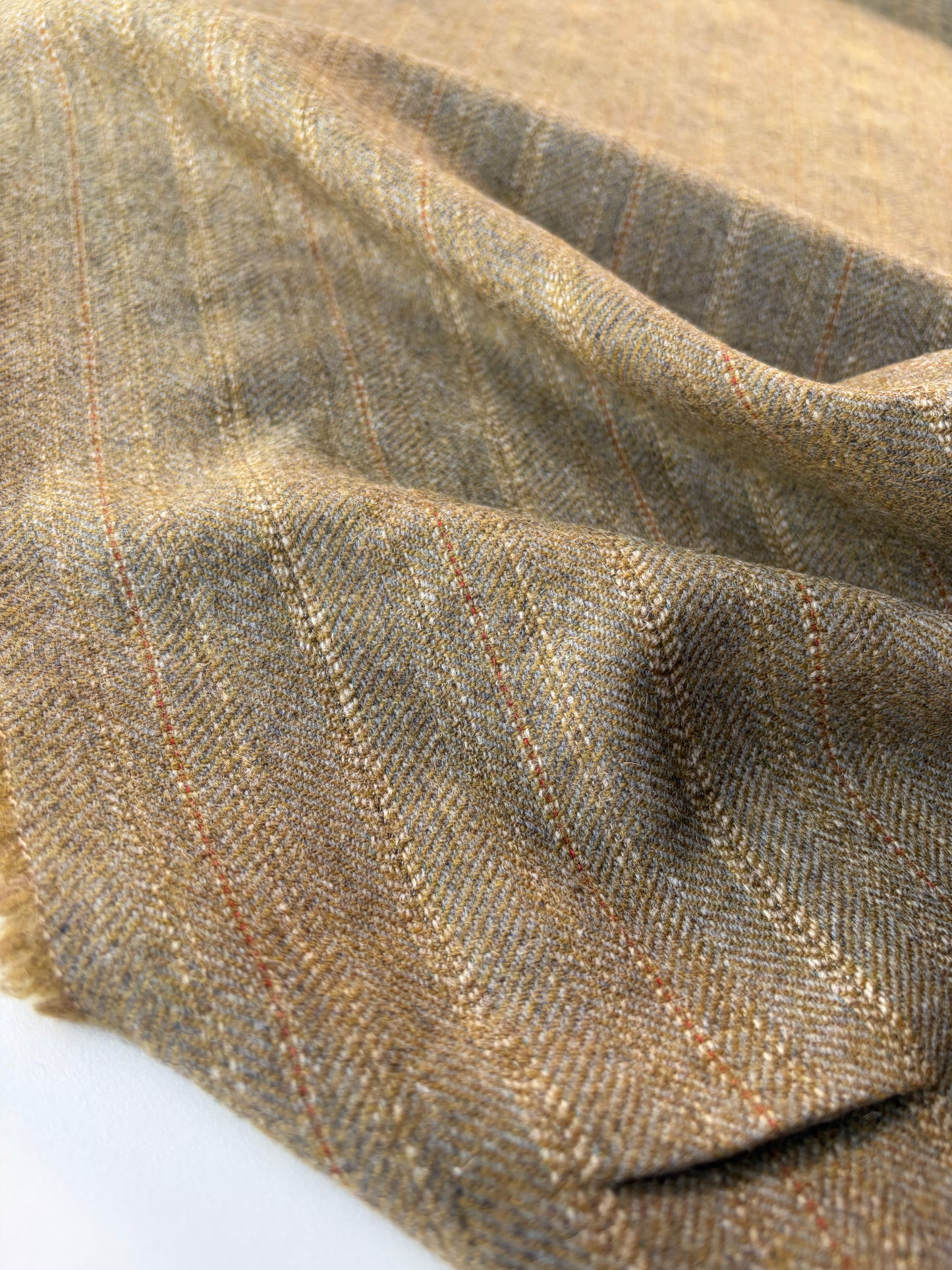 HARVEST SEASON 021 khaky striped shetland wool tweed