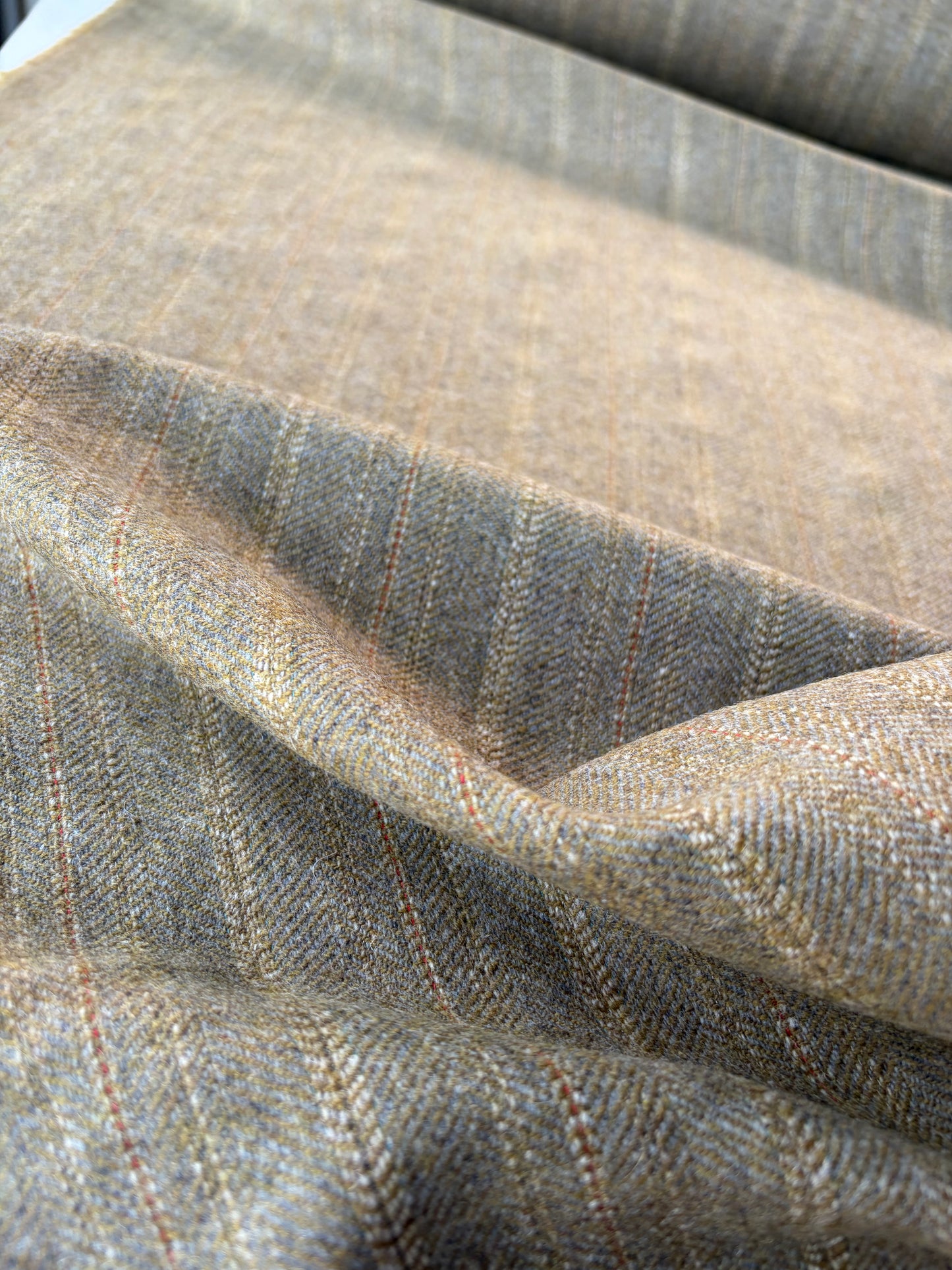 HARVEST SEASON 021 khaky striped shetland wool tweed