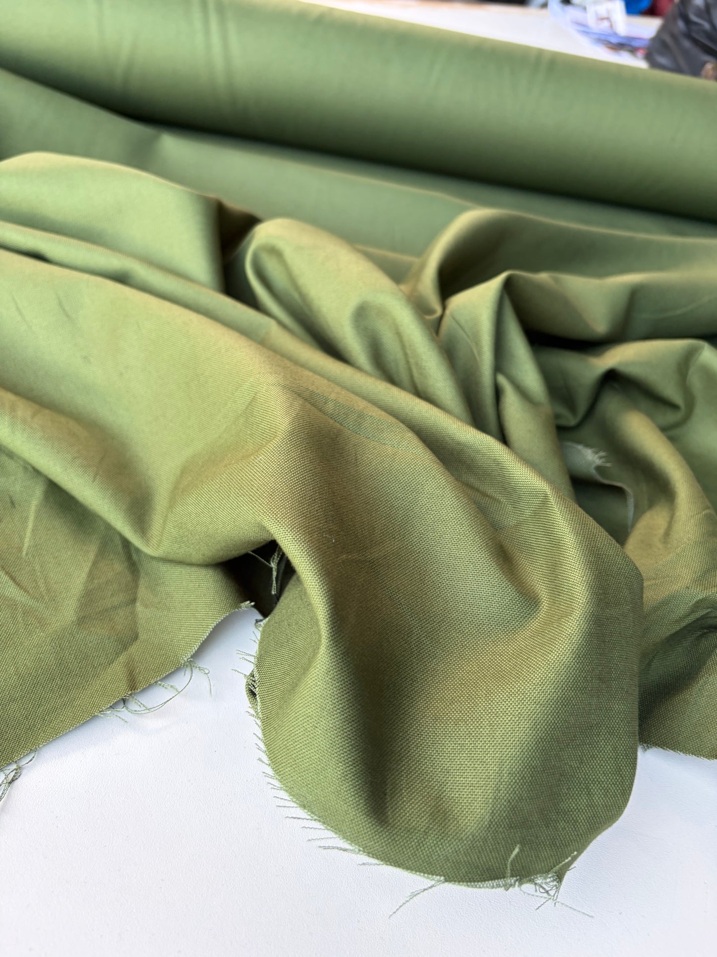 HARVEST SEASON 024 moss green viscose linen panama weaving