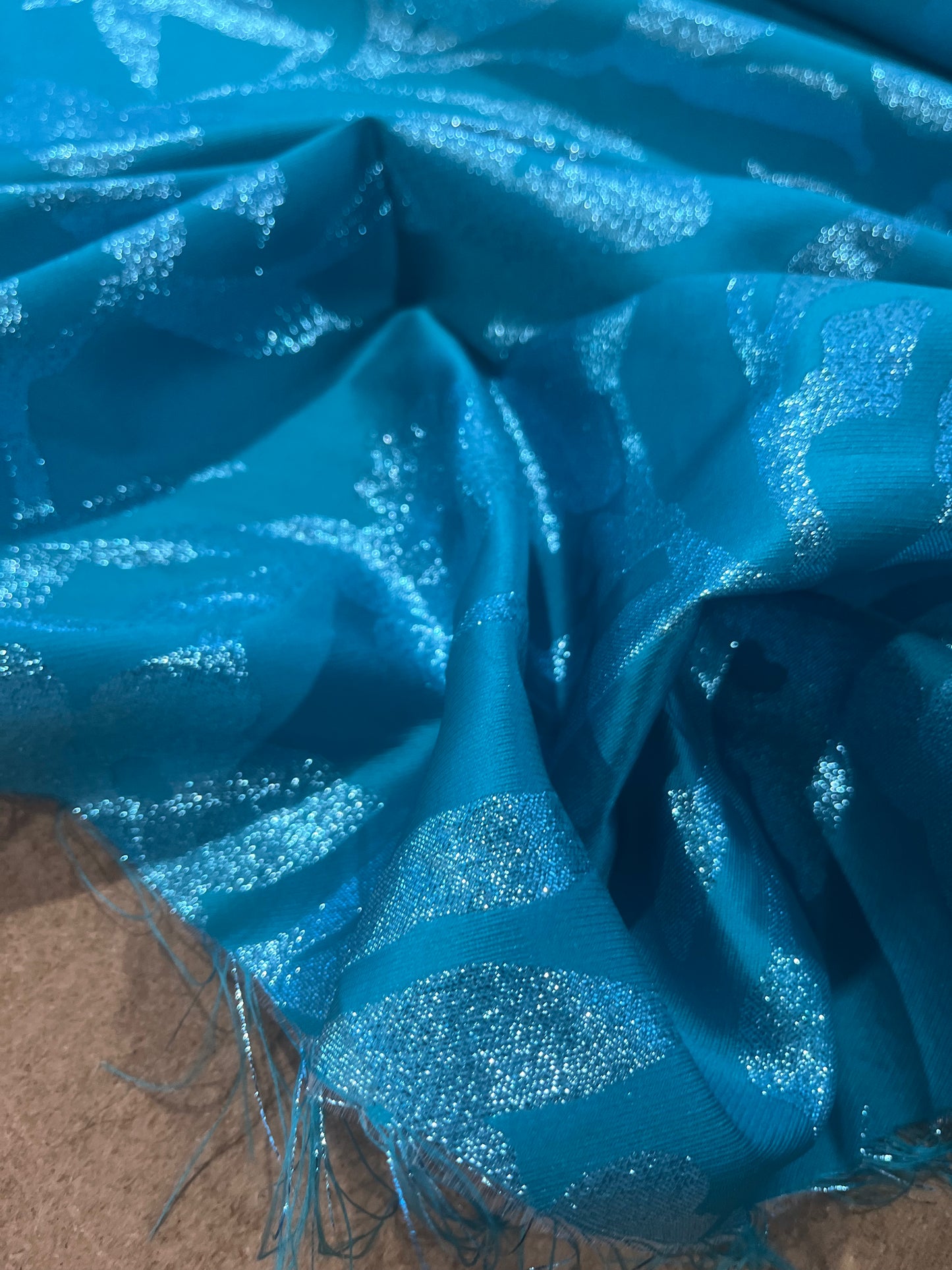 Shiny jacquard turquoise Valérie 017