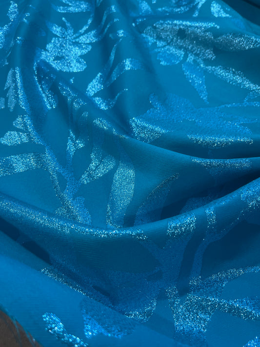 Shiny jacquard turquoise Valérie 017
