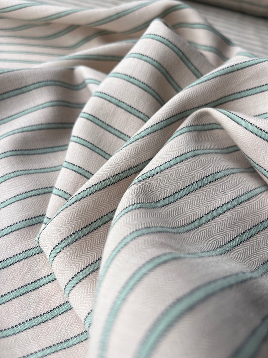 JUNO 011 Gauze stripes ecru/green