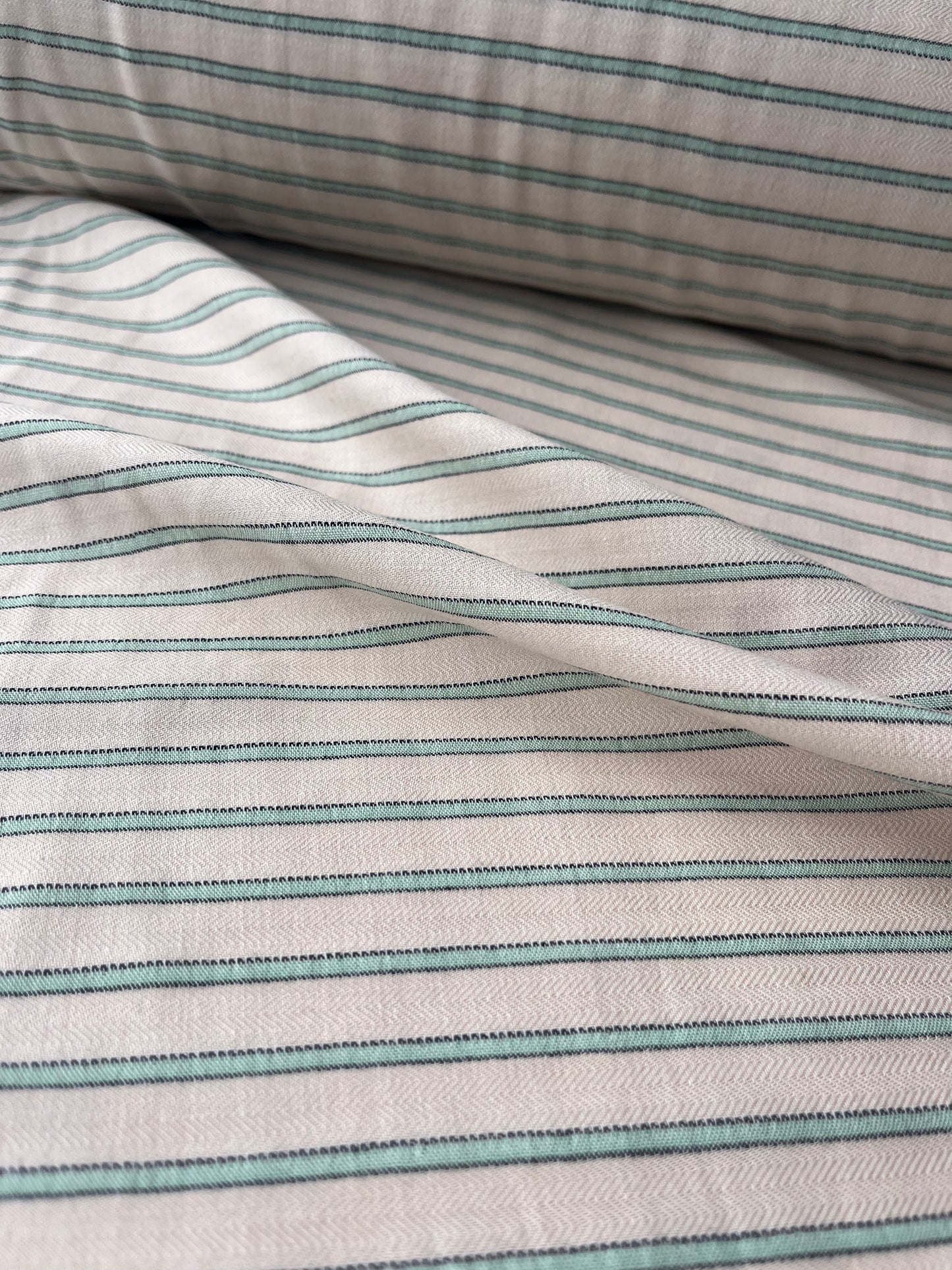 JUNO 011 Gauze stripes ecru/green