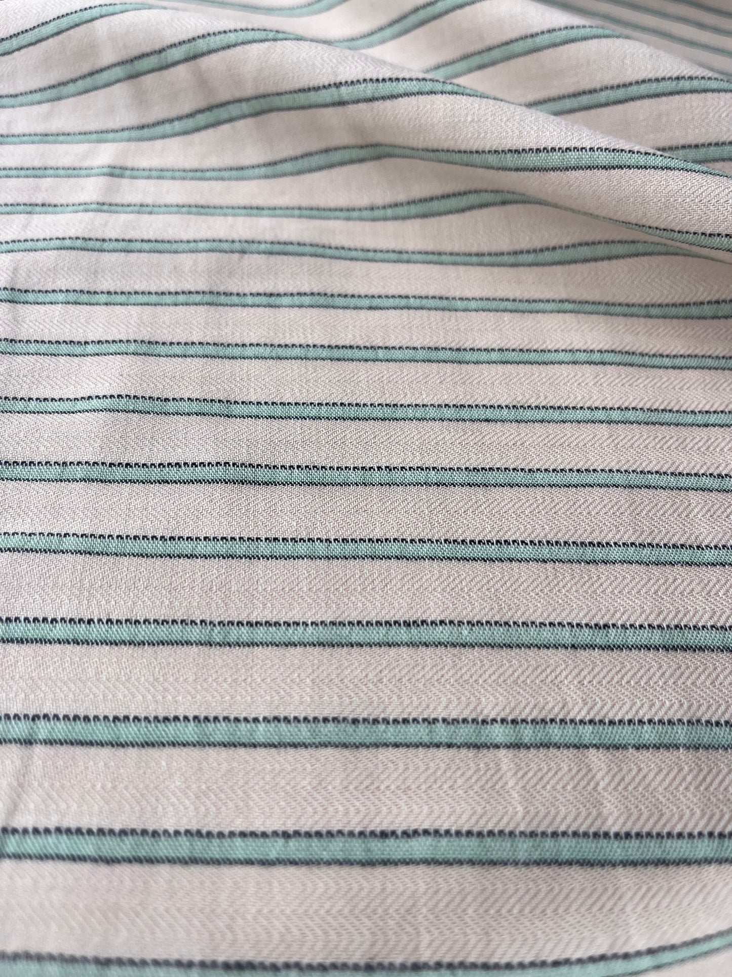 JUNO 011 Gauze stripes ecru/green