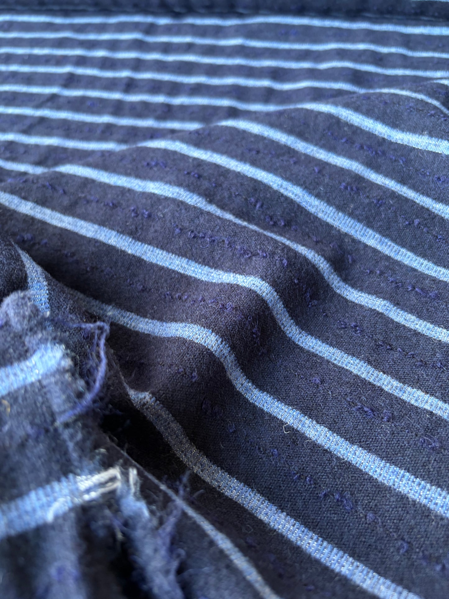 HARVEST SEASON 034 navy striped shetland wool tweed