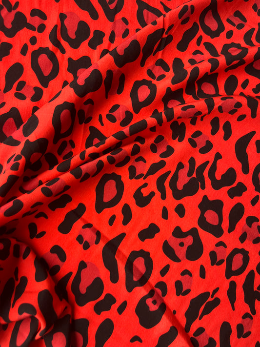 JUNO 023 twill viscose red/black leopard