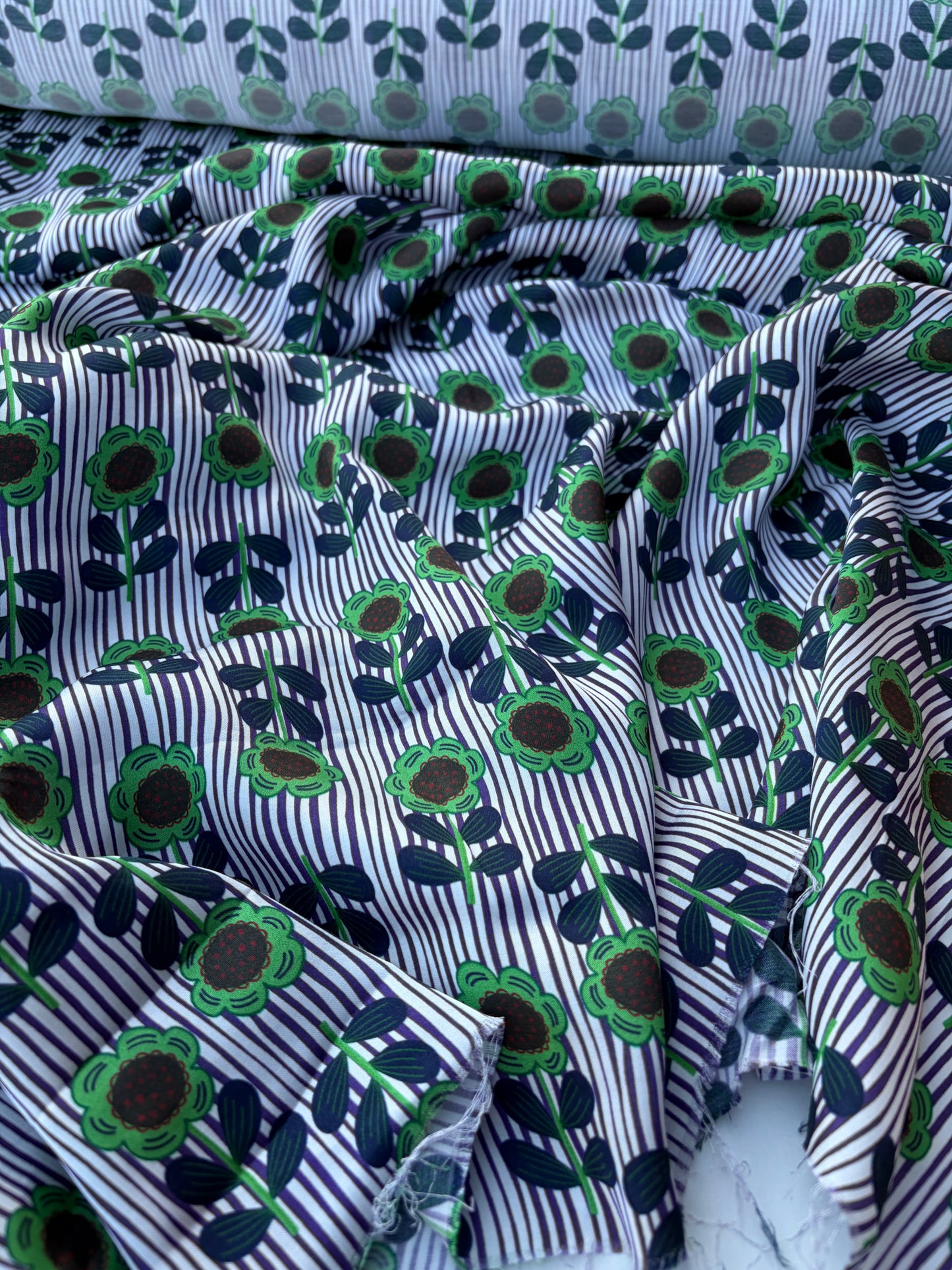AXEL 001 stripes and flowers viscose satin