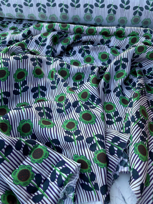 AXEL 001 stripes and flowers viscose satin