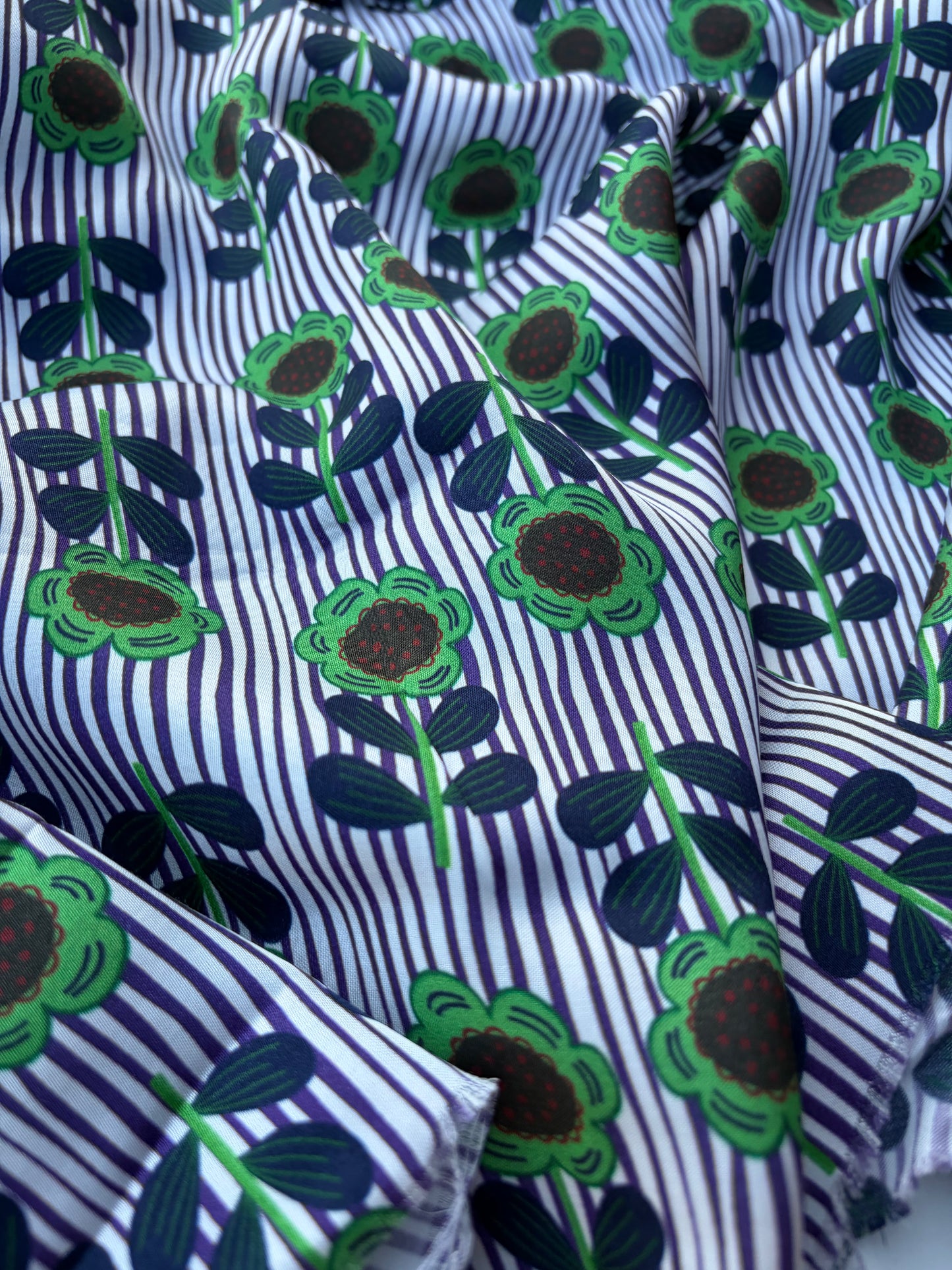 AXEL 001 stripes and flowers viscose satin