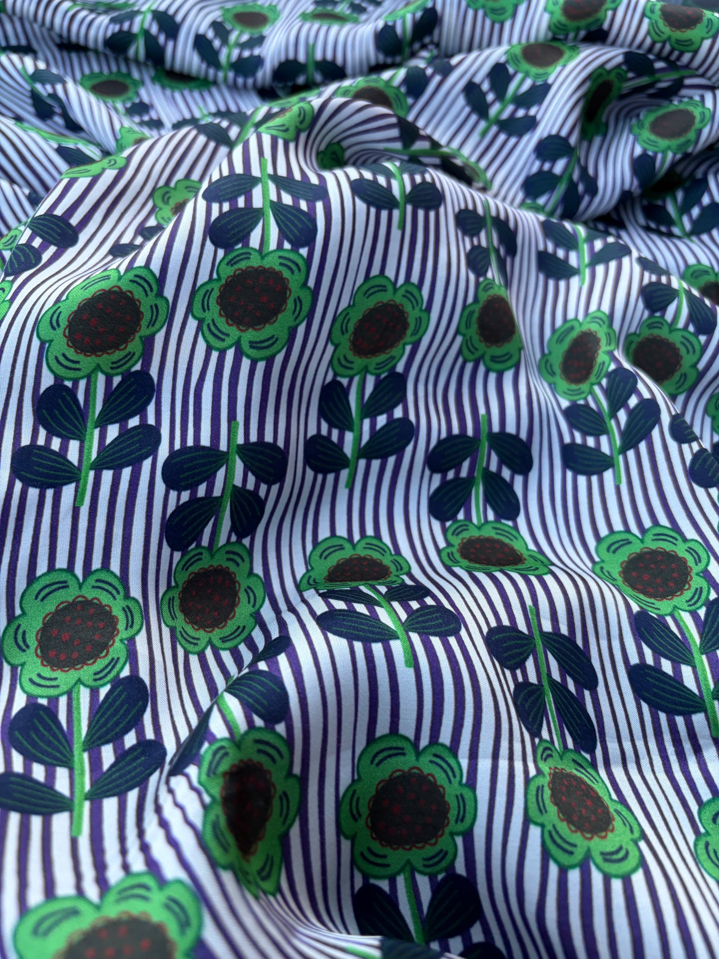 AXEL 001 stripes and flowers viscose satin